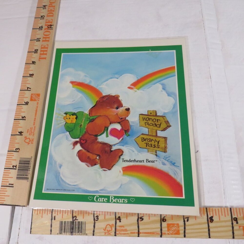 Tenderheart Bear Care Bear heavy Cardstock LAMINATED hand cut from folder